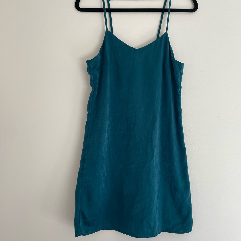 H&M Faux Silk Teal Dress